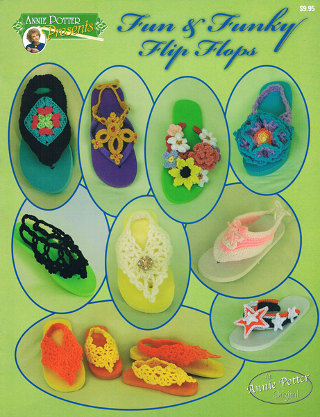 Crochet Sandle pattern, Crochet Flip Flop pattern, Crochet Beachwear, Fun & Funky Flip Flops, PDF- Annie Potter's Yarn Basket