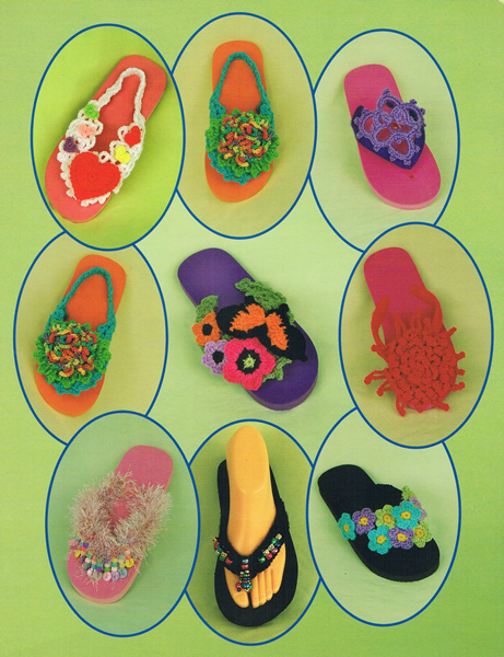 Crochet Sandle pattern, Crochet Flip Flop pattern, Crochet Beachwear, Fun & Funky Flip Flops, PDF - Annie Potter's Yarn Basket
