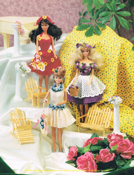 Crochet doll Dress pattern, Barbie Fashion doll pattern, Fashion doll Dress pattern, Barbie Dress pattern, Flower Garden Fashions, PDF, - Annie Potter's Yarn Basket