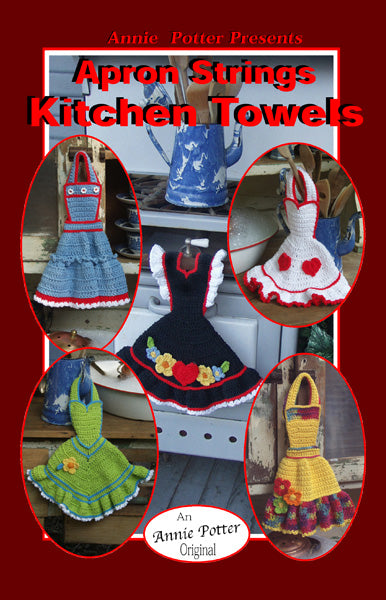 Crochet Kitchen Towel pattern, Crochet Towel pattern, Crochet pattern, Apron Strings Kitchen Towels, PDF, - Annie Potter's Yarn Basket