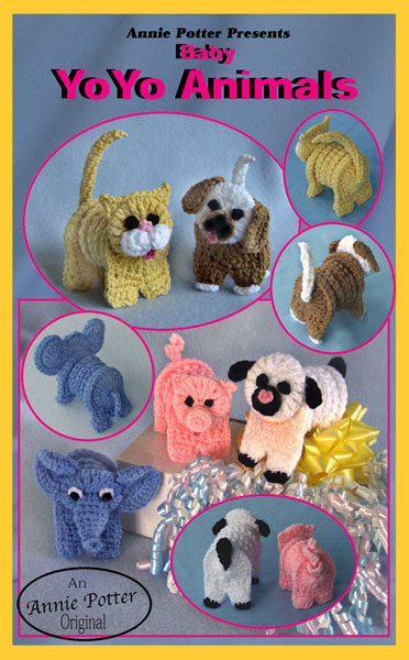 Crochet YoYo Animal pattern, Pig Crochet Pattern, Lamb Pattern, Puppy yoyo pattern, Elephant yoyo pattern, PDF- Annie Potter's Yarn Basket