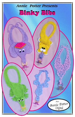 Binky Bibs, Crochet Binky Bib Pattern, Crochet Pacifier Clip pattern, Simple Crochet bib pattern, PDF - Annie Potter's Yarn Basket
