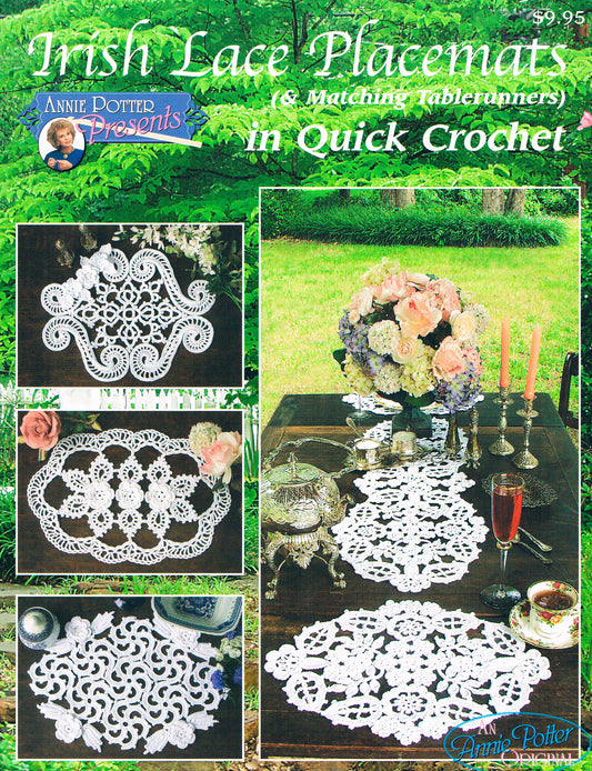 Crochet Table Runner pattern, Crochet Place mat pattern, Irish Crochet pattern, Easy Crochet Pattern,Irish Lace Placemats & Matching Runners, PDF,- Annie Potter's Yarn Basket