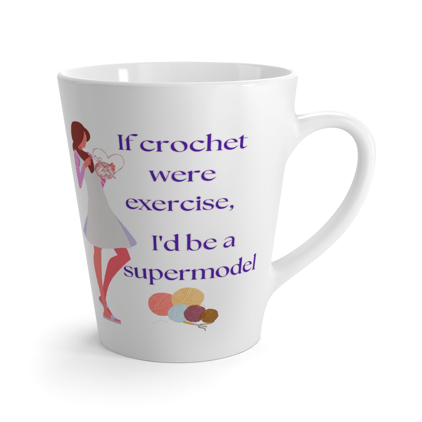 If crochet were exercise Crochet Cup, Inspirational Funny Crochet Latte Mug