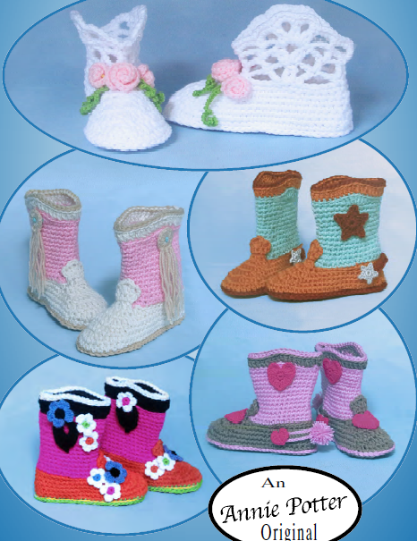 Crochet cowboy Pattern, Crochet Slipper Boots pattern, Crochet Boot pattern, PDF- Annie Potter's Yarn Basket