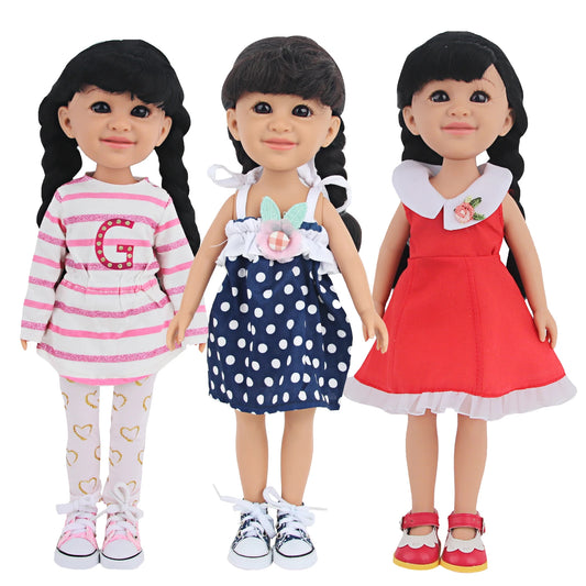 14 inch Girl Doll, American Girl WellieWishers like doll - Annie Potter's Yarn Basket 