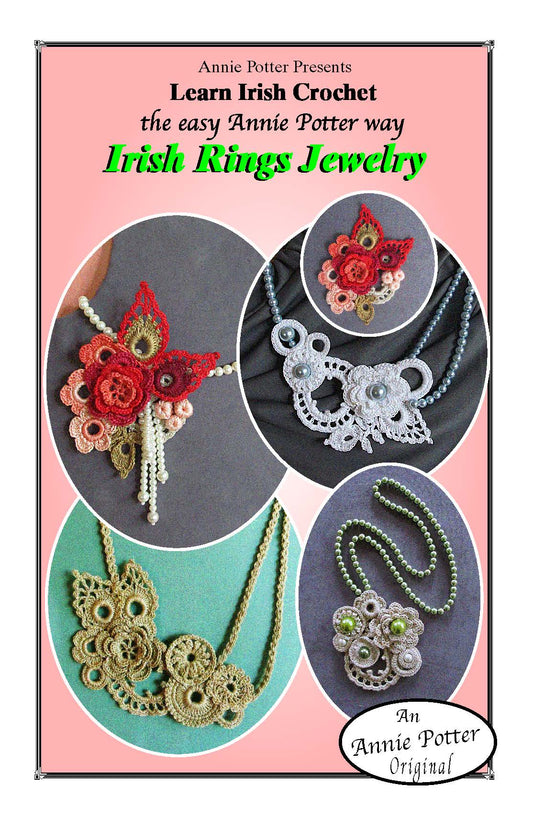 Irish Crochet Necklace pattern, Crochet Jewelry pattern, Irish Rings Jewelry, PDF- Annie Potter's Yarn Basket