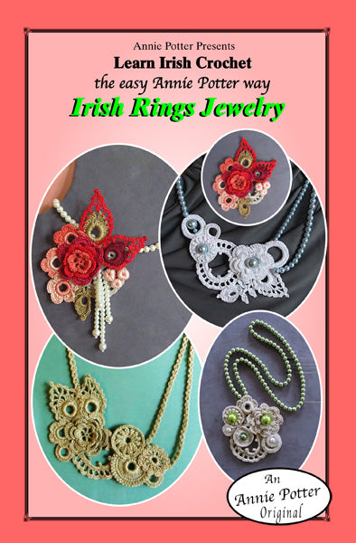 Irish Crochet Necklace pattern, Crochet Jewelry pattern, Irish Rings Jewelry, PDF - Annie Potter's Yarn Basket