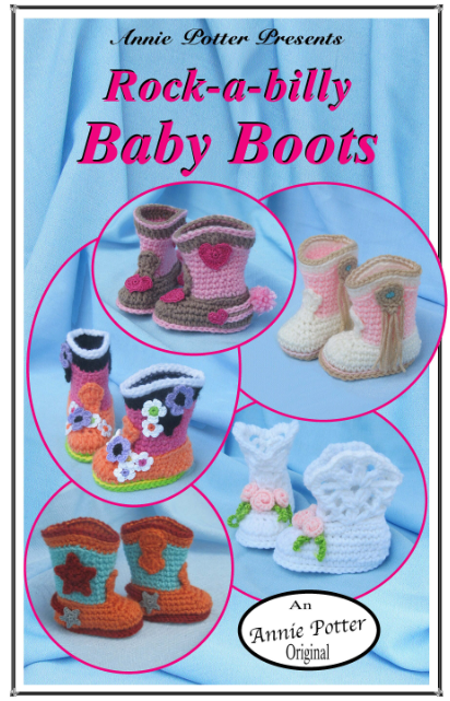 Crochet baby booties pattern Rock-a-billy - Annie Potter's Yarn Basket