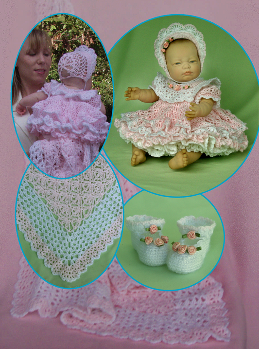 Rose Bud Crochet baby dress - Annie Potter's Yarn Basket