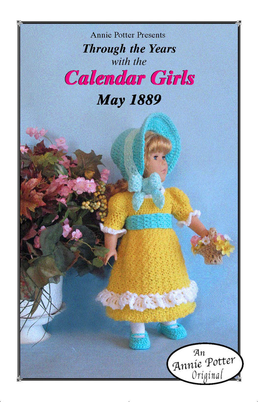 18 inch Doll Crochet Pattern, American Girl Doll Crochet Pattern,  PDF,"Calendar Girls May 1889 " - Annie Potter's Yarn Basket