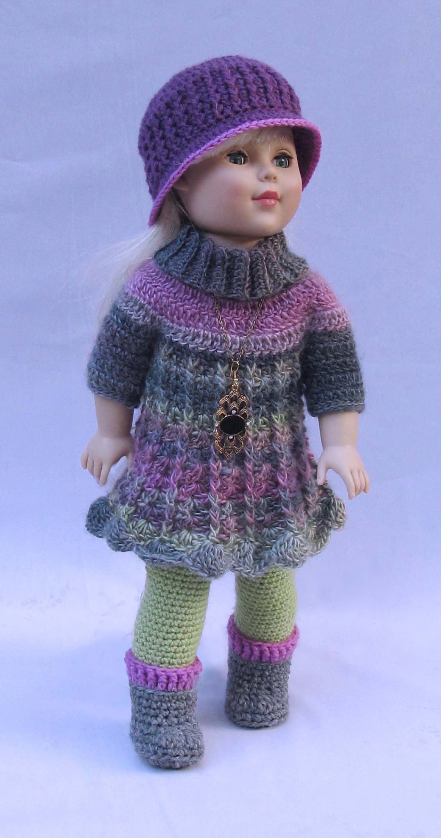 18 inch Doll Crochet Pattern, American Girl Doll Crochet Pattern, Crochet doll clothes PDF,"Simple Basic Wardrobe" - Annie Potter's Yarn Basket