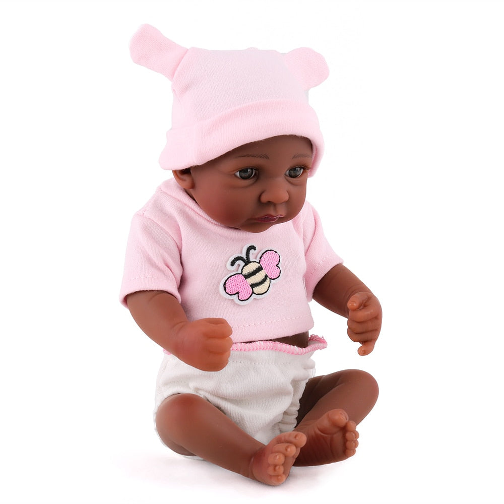 Full Silicone Reborn Doll 11 inch Dark Baby Doll - Annie Potter's Yarn Basket