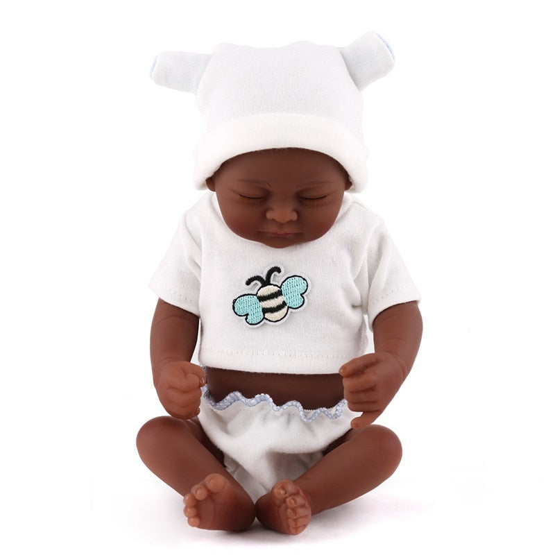 Full Silicone Reborn Doll 11 inch Dark Baby Doll - Annie Potter's Yarn Basket