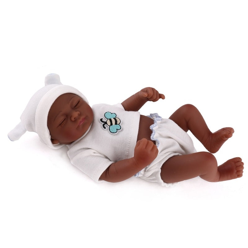 Full Silicone Reborn Doll 11 inch Dark Baby Doll - Annie Potter's Yarn Basket