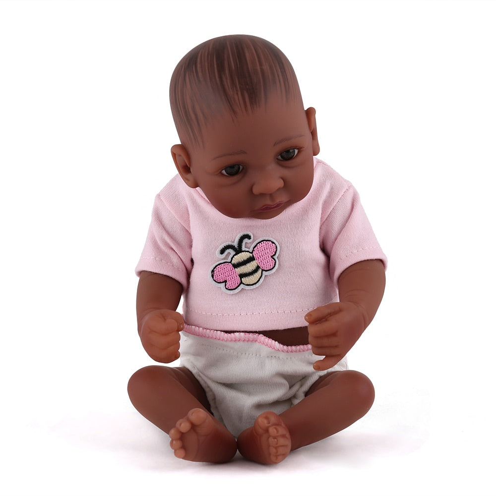 Full Silicone Reborn Doll 11 inch Dark Baby Doll - Annie Potter's Yarn Basket