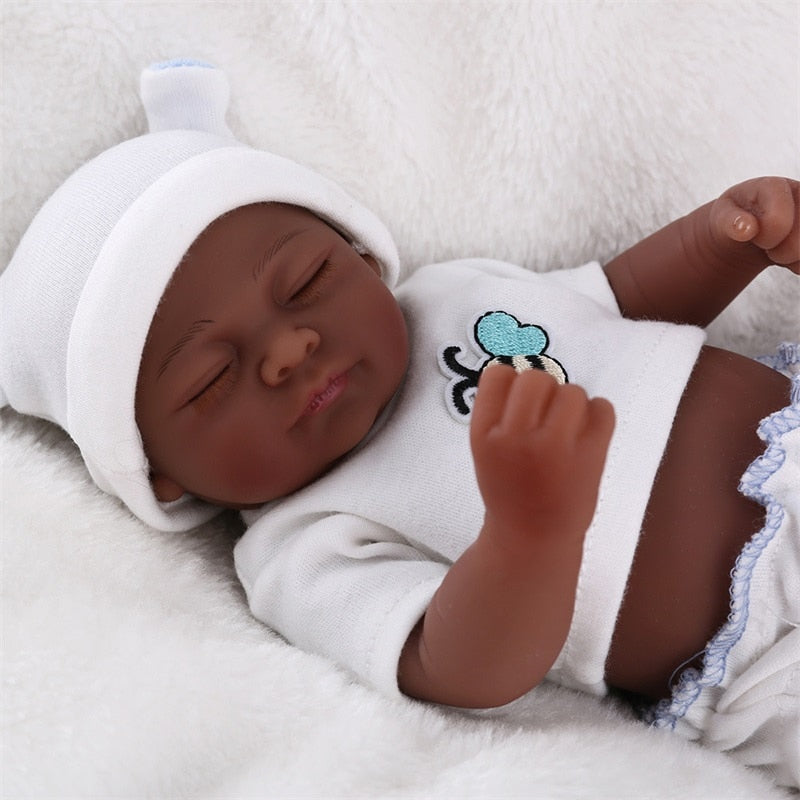 Full Silicone Reborn Doll 11 inch Dark Baby Doll - Annie Potter's Yarn Basket