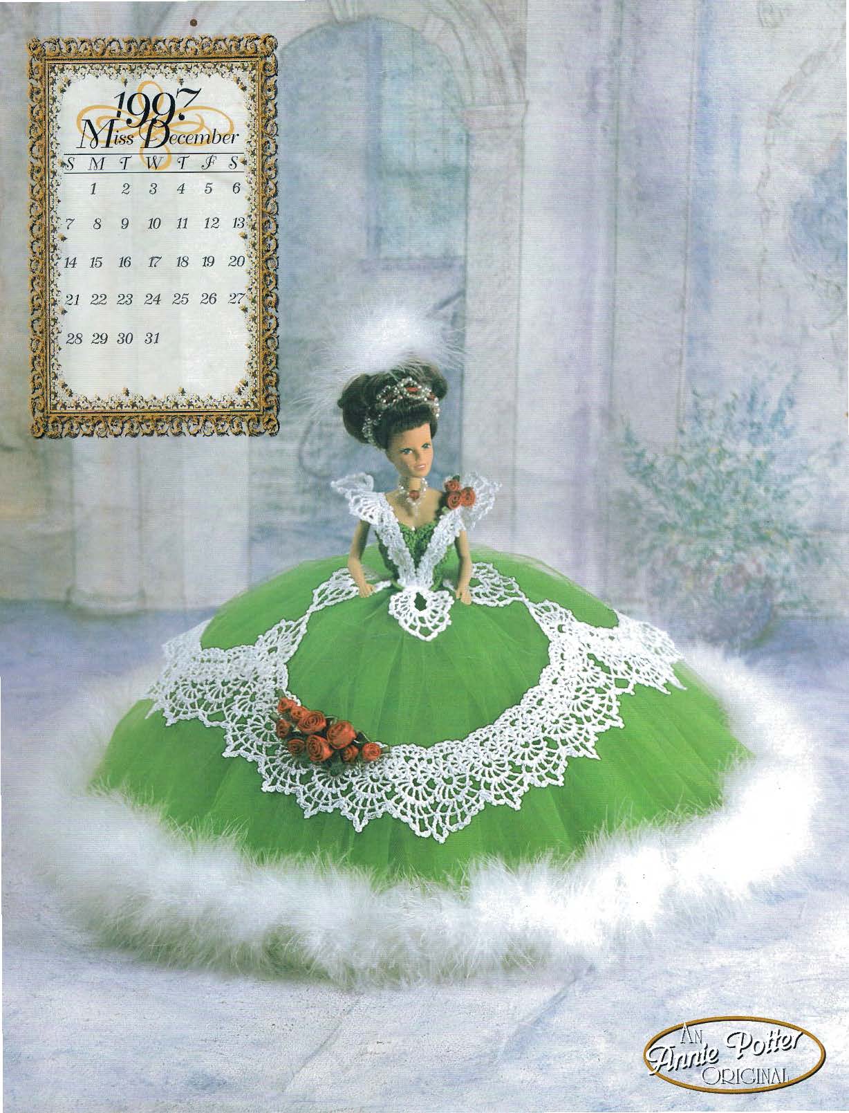 Annie Potter's Miss December 1997 Bed Doll, Royal Ballgowns in Crochet Pattern