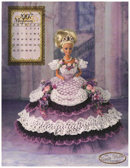 Annie Potter's Miss January 1997 Bed Doll, Royal Ballgowns in Crochet
