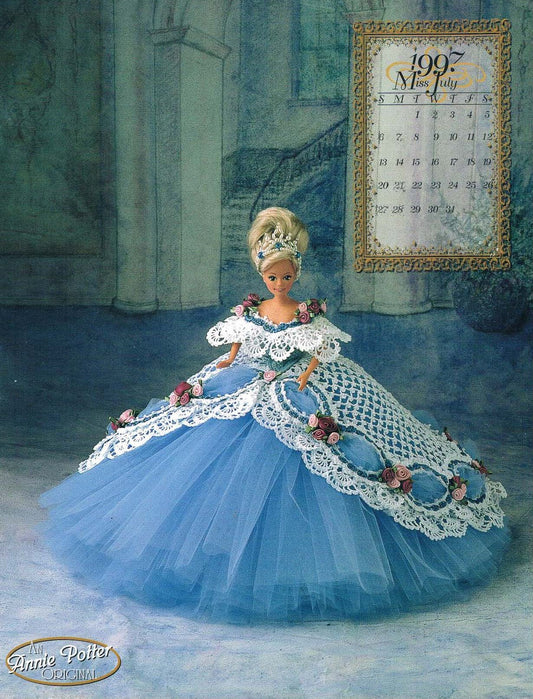 Annie Potter's Miss July 1997 Bed Doll, Royal Ballgowns in Crochet Pattern