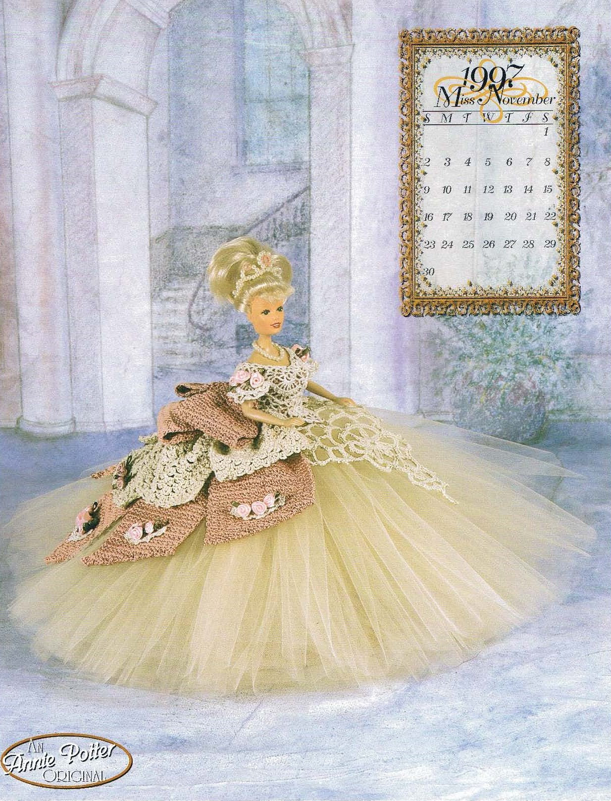 Annie Potter's Miss November 1997 Bed Doll, Royal Ballgowns in Crochet Pattern