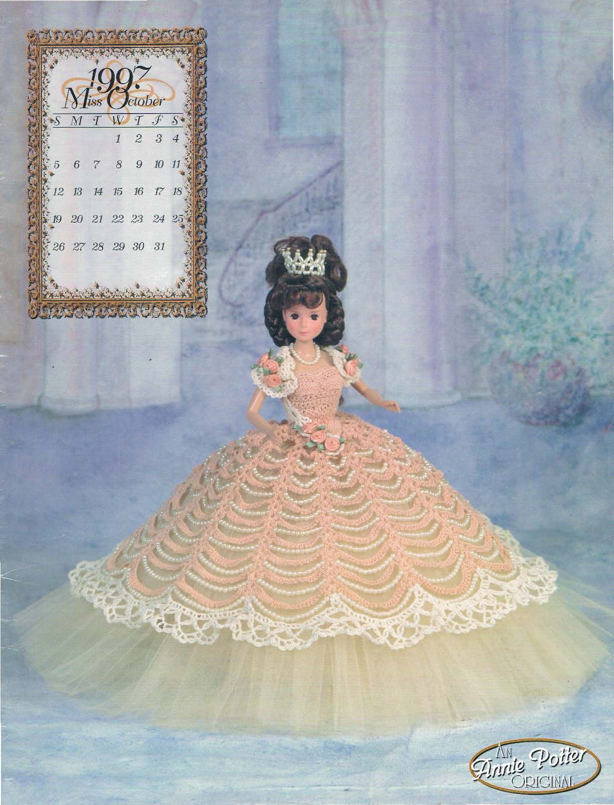 Annie Potter's Miss October 1997 Bed Doll, Royal Ballgowns in Crochet Pattern