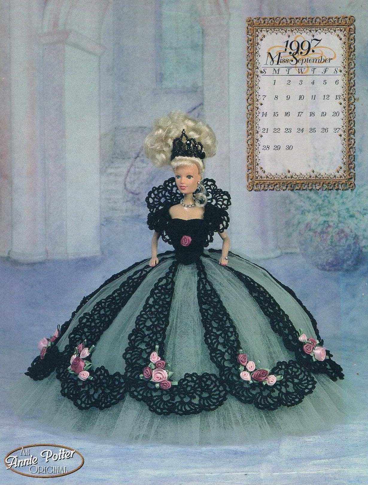 Annie Potter's Miss September 1997 Bed Doll, Royal Ballgowns in Crochet Pattern