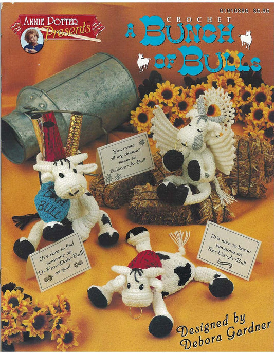 Bunch of Bulls, Cow CROCHET PATTERN, Cuddle and Play Cow Toy Crochet Pattern, PDF, - Annie Potter's Yarn Basket