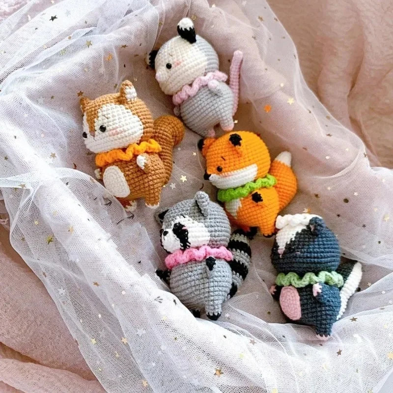 Crochet Animal Kit for Beginners, Cute Doll Keychain Pendant pattern and Materials