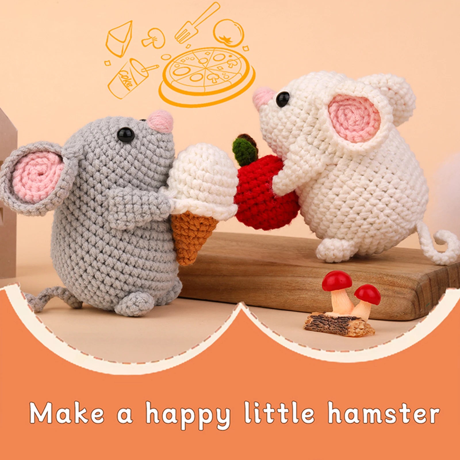 DIY Craft Mice Crochet Kit for Beginners, Adults Learn to Crochet Kit 
