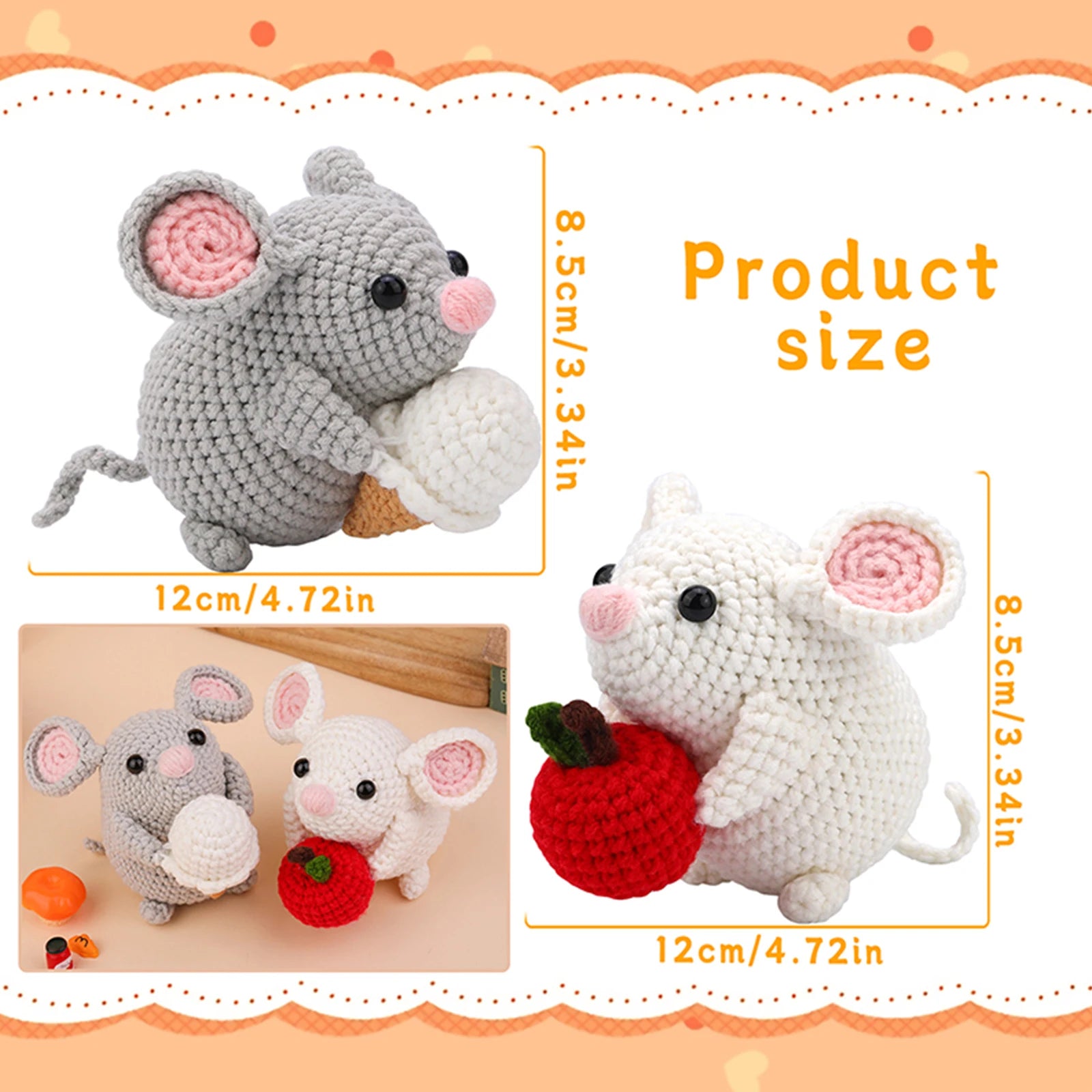 DIY Craft Mice Crochet Kit for Beginners, Adults Learn to Crochet Kit 