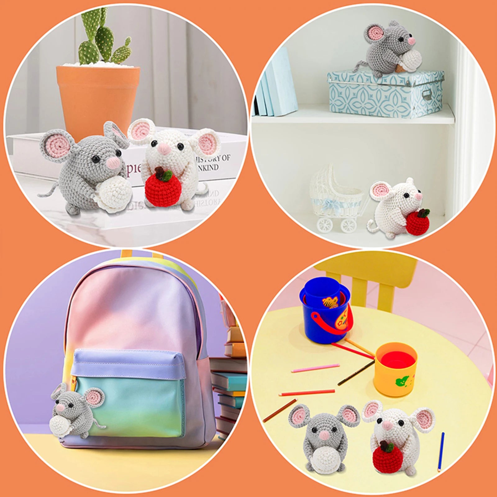 DIY Craft Mice Crochet Kit for Beginners, Adults Learn to Crochet Kit 