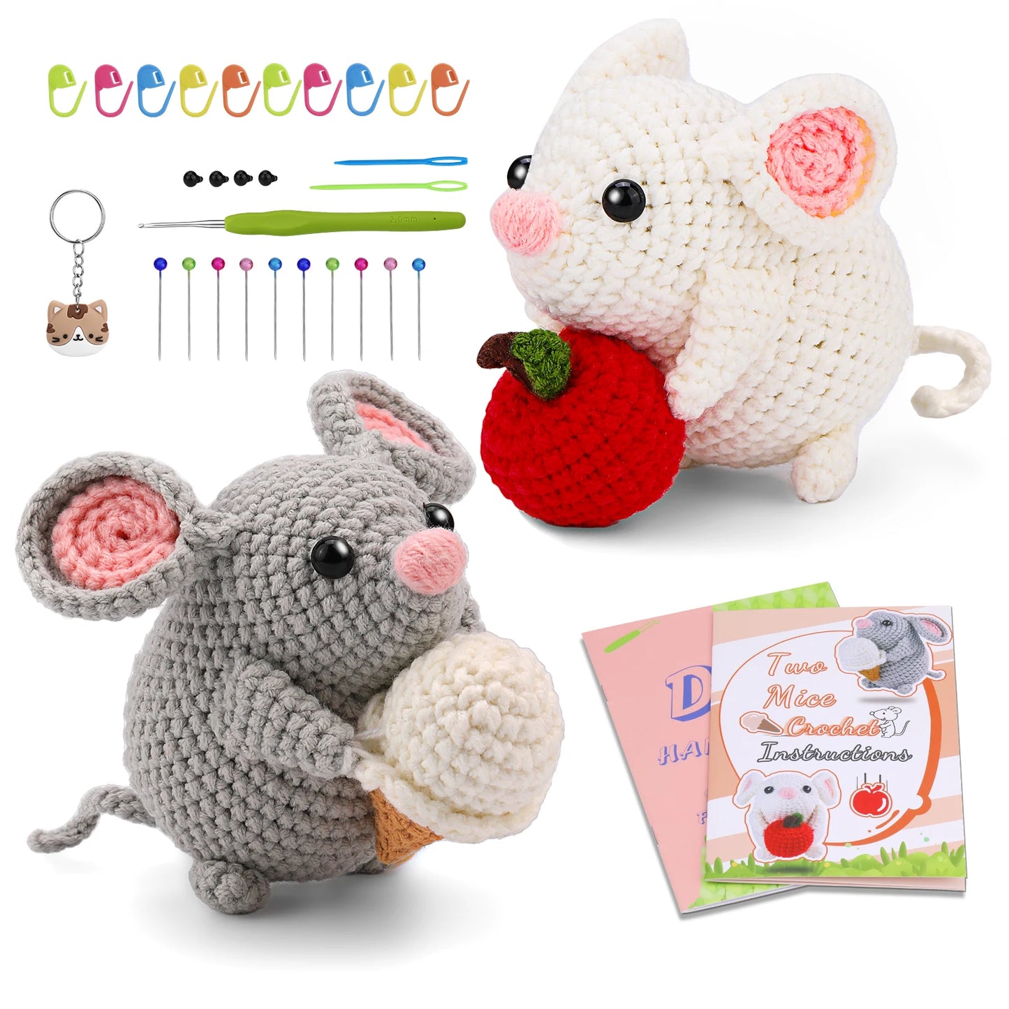 DIY Craft Mice Crochet Kit for Beginners, Adults Learn to Crochet Kit 