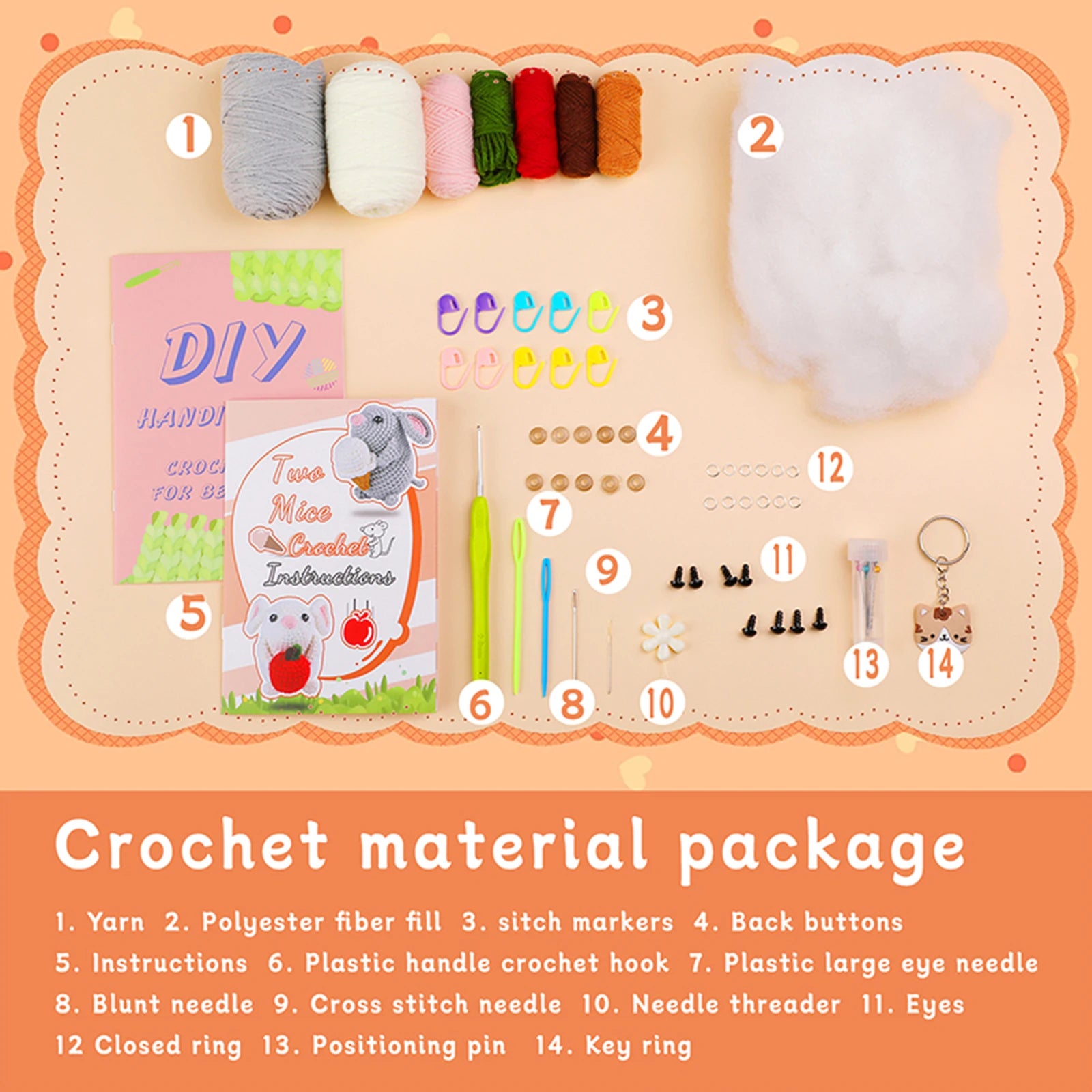 DIY Craft Mice Crochet Kit for Beginners, Adults Learn to Crochet Kit 