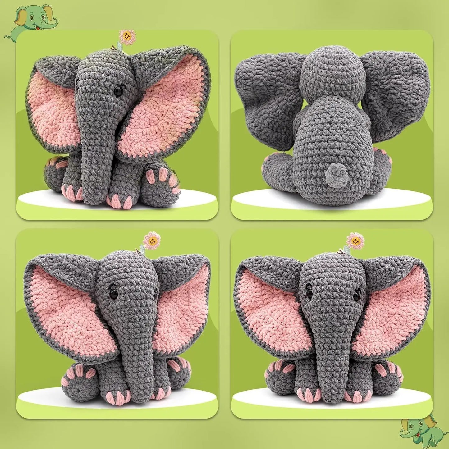 Elephant Package Crochet Kit for Beginners, Starter Adults Handmade Crochet 