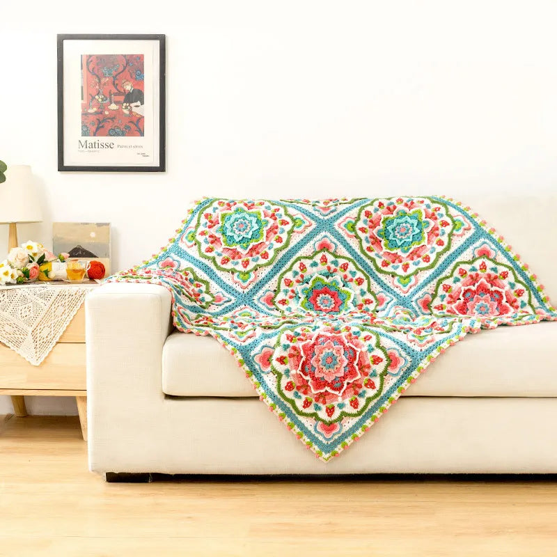 Flower Garden Crochet Kit, Flowers and Fruit Blanket Pattern and Kit