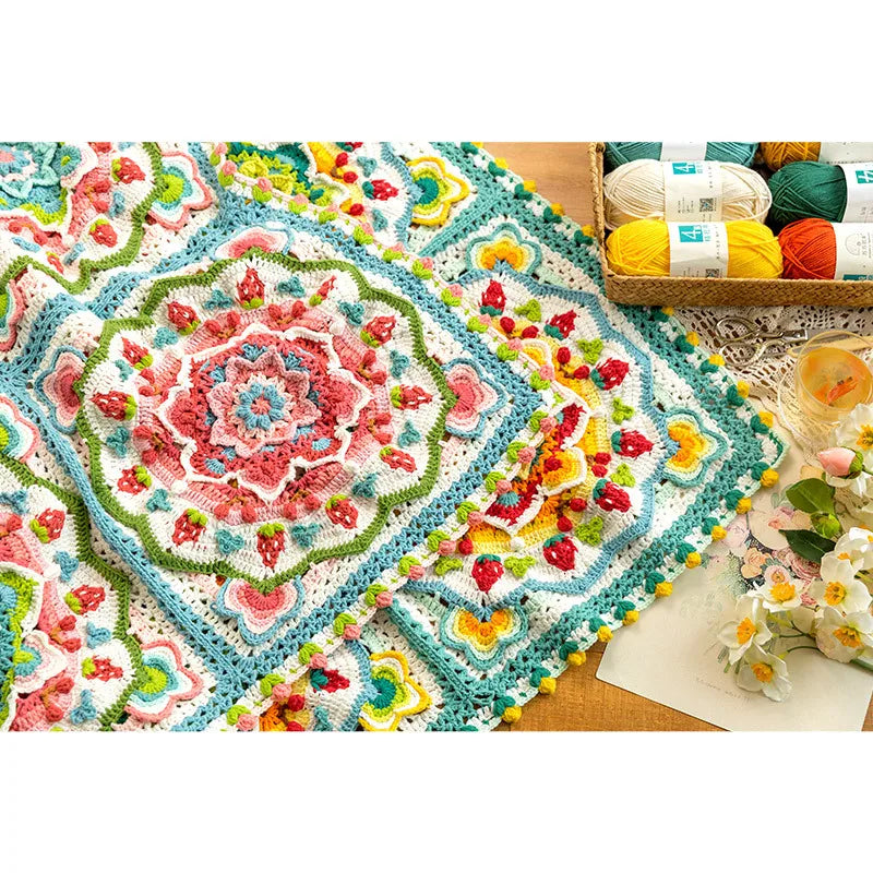 Flower Garden Crochet Kit, Flowers and Fruit Blanket Pattern and Kit