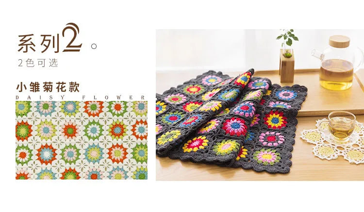 Flower Granny Square Blanket Kit, Floral Materials and Pattern Crochet Blanket