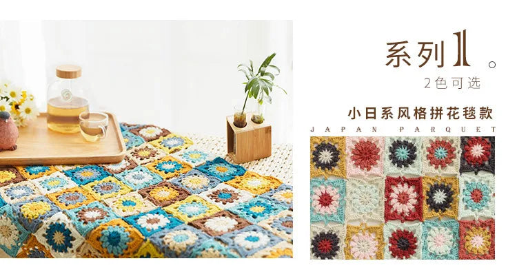 Flower Granny Square Blanket Kit, Floral Materials and Pattern Crochet Blanket