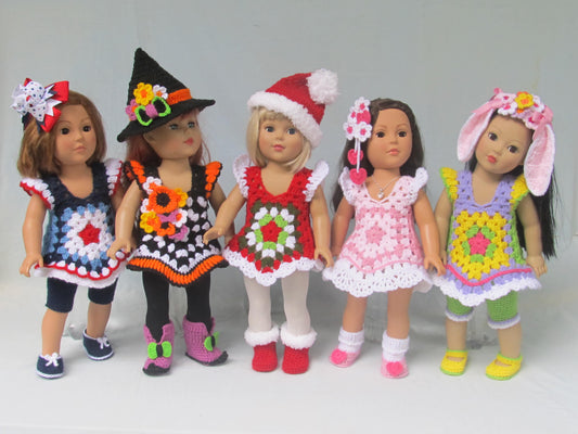 "Holiday Toppers" Crochet doll costume doll pattern PDF