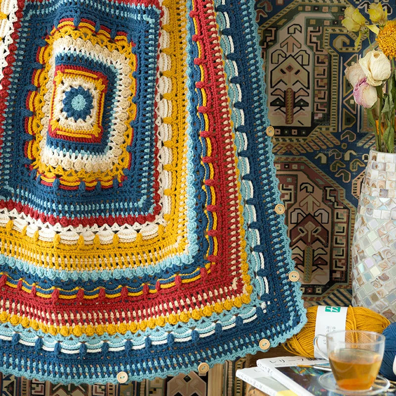 Mandala blanket crochet pattern, Classical Pillow Blanket DIY Crochet Material and Pattern