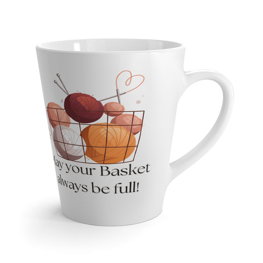 May Your Basket Always Be Full Coffee Cup, Inspirational Needlework Latte Mug