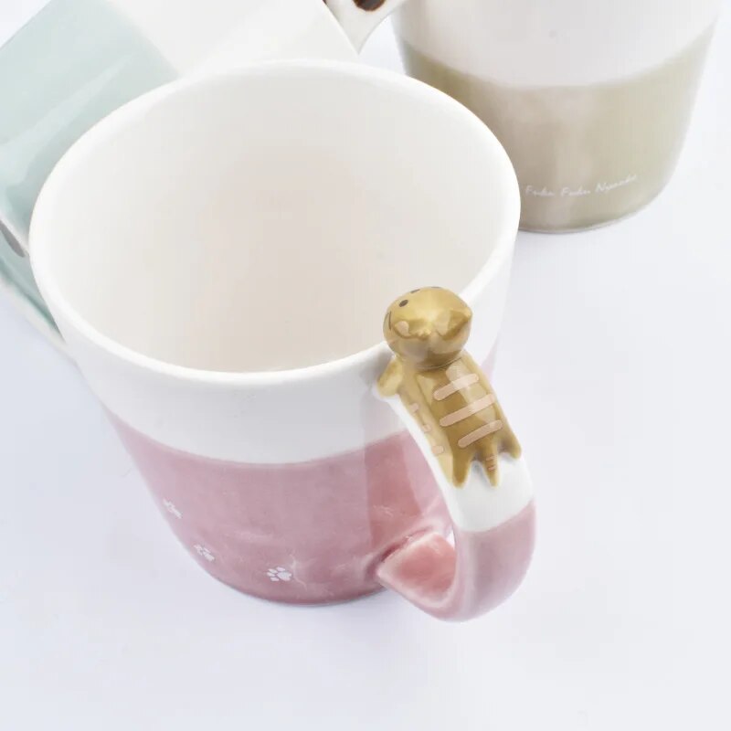 Ceramic Cartoon Cat Coffee Cup - Annie Potter's Yarn Basket