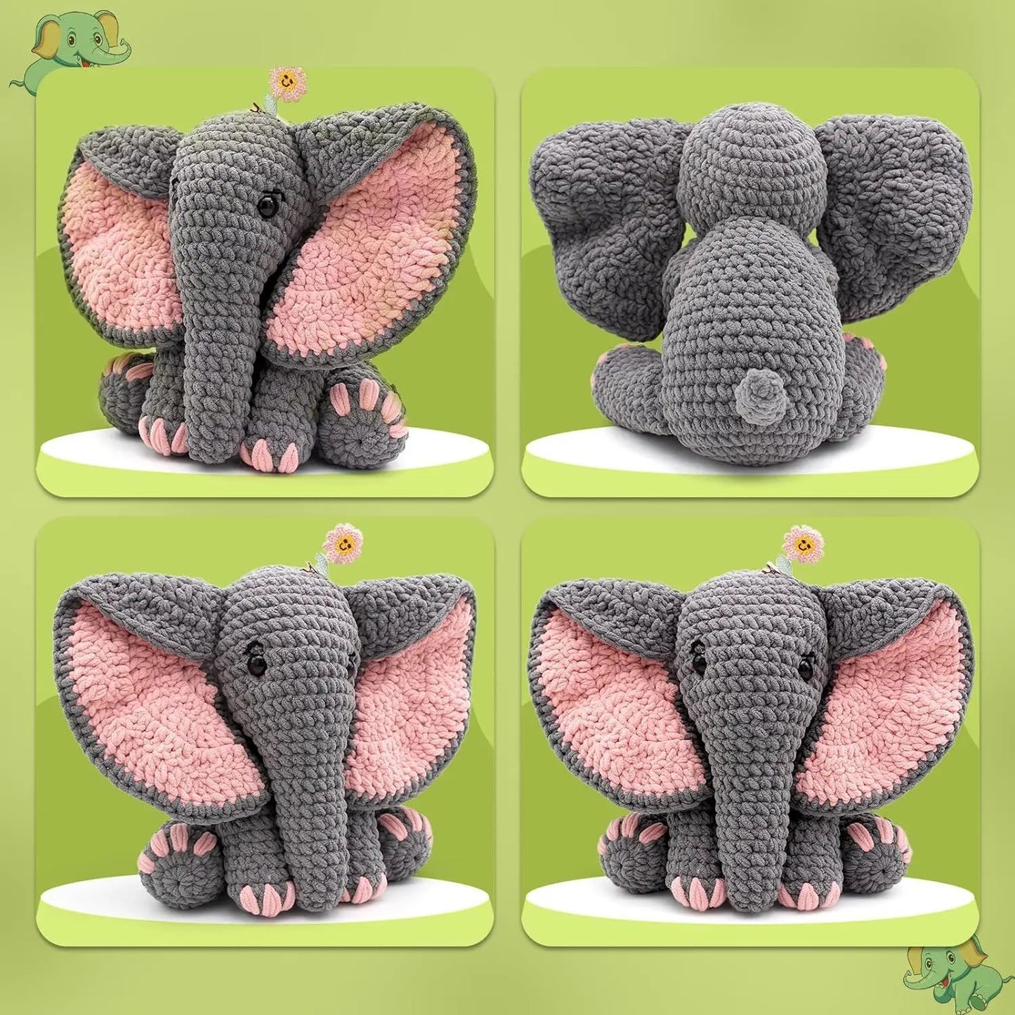 Elephant Package Crochet Kit for Beginners, Starter Adults Handmade Crochet toy pattern and Materials