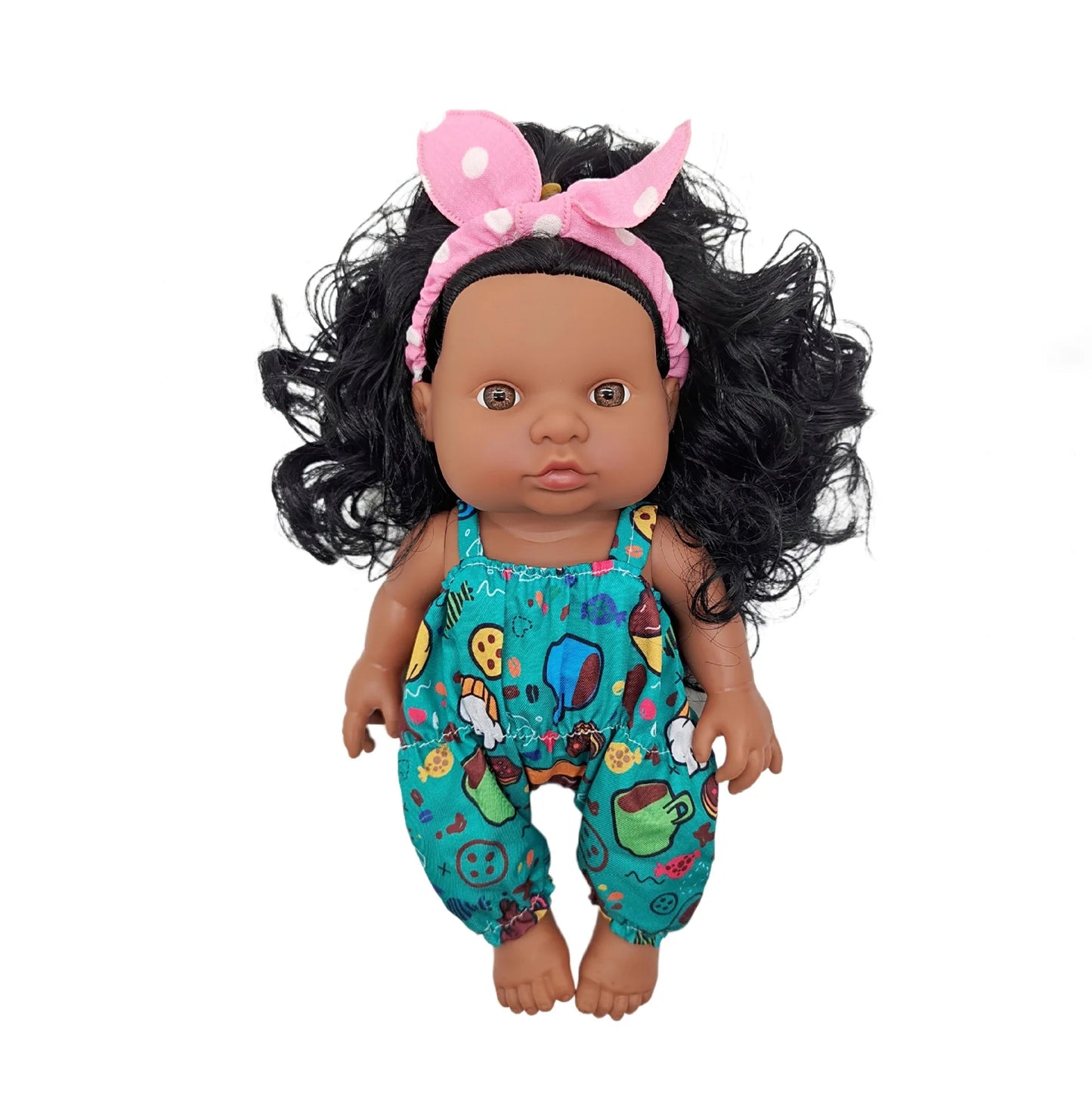 African Girl Princess Dolls Kids Play House Toy Simulation Reborn Dolls Soft Rubber African Dolls Music Dolls Toy Birthday Gifts