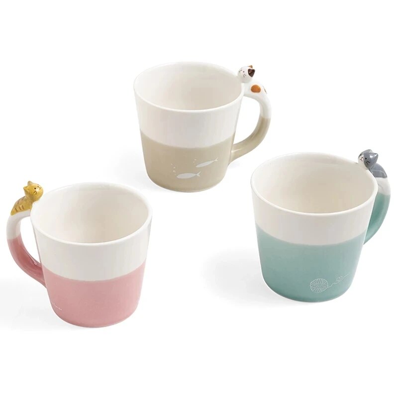 Ceramic Cartoon Cat Coffee Cup - Annie Potter's Yarn Basket