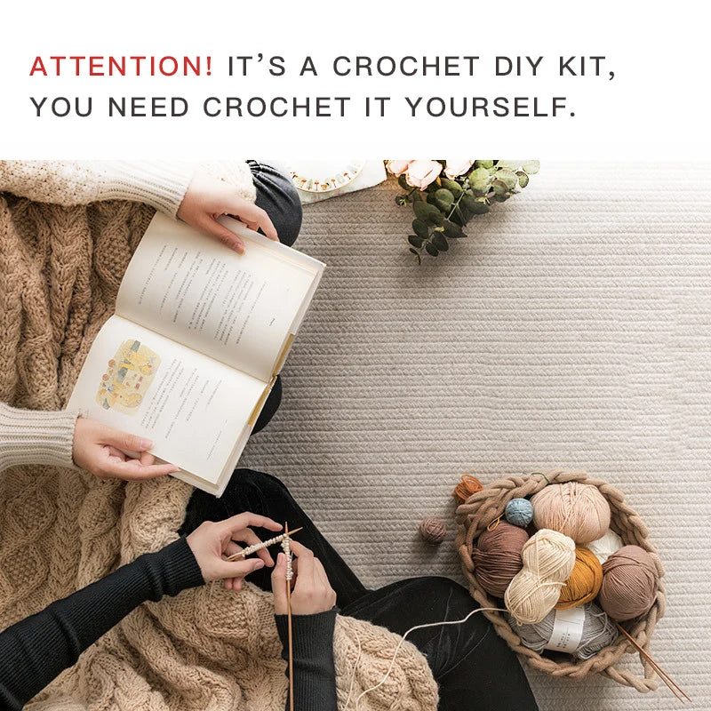 Sweet Kitty Crochet Kit, Cute Cat Drawstring Bag Materials and Pattern