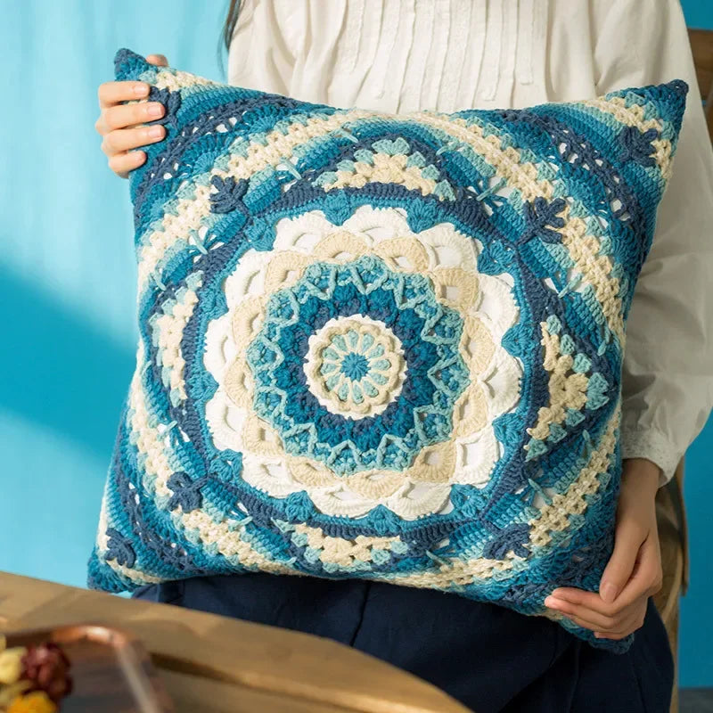 Vibrant Bohemian Crochet Blanket Pillowcase Kit, Crochet Material and Pattern