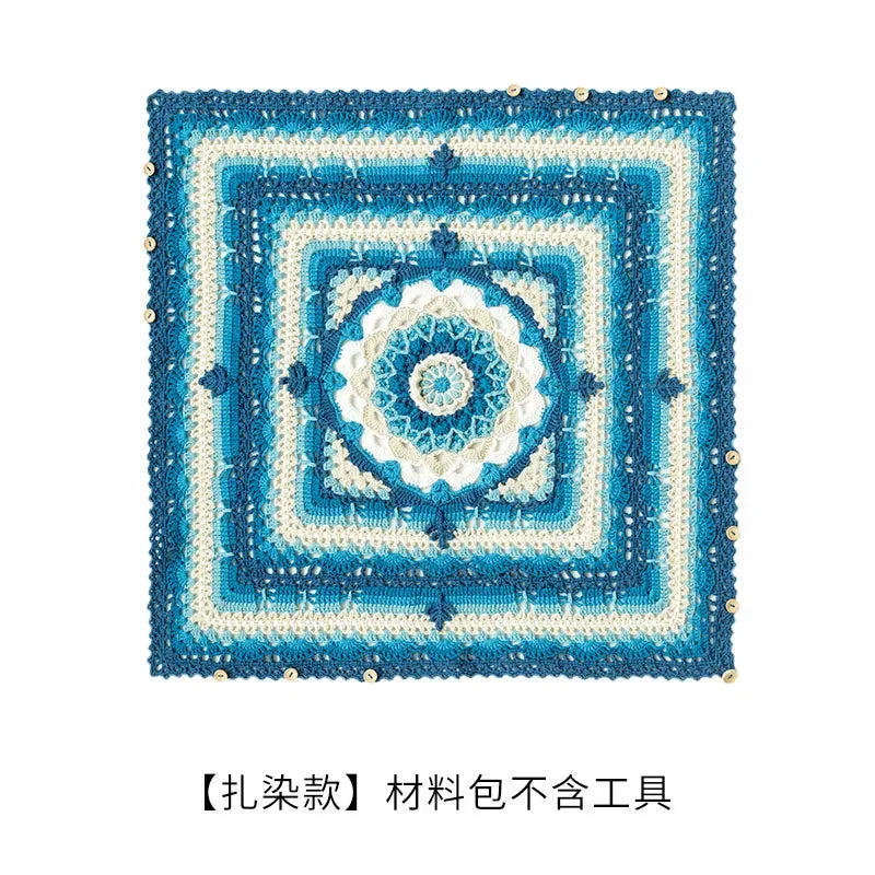 Vibrant Bohemian Crochet Blanket Pillowcase Kit, Crochet Material and Pattern