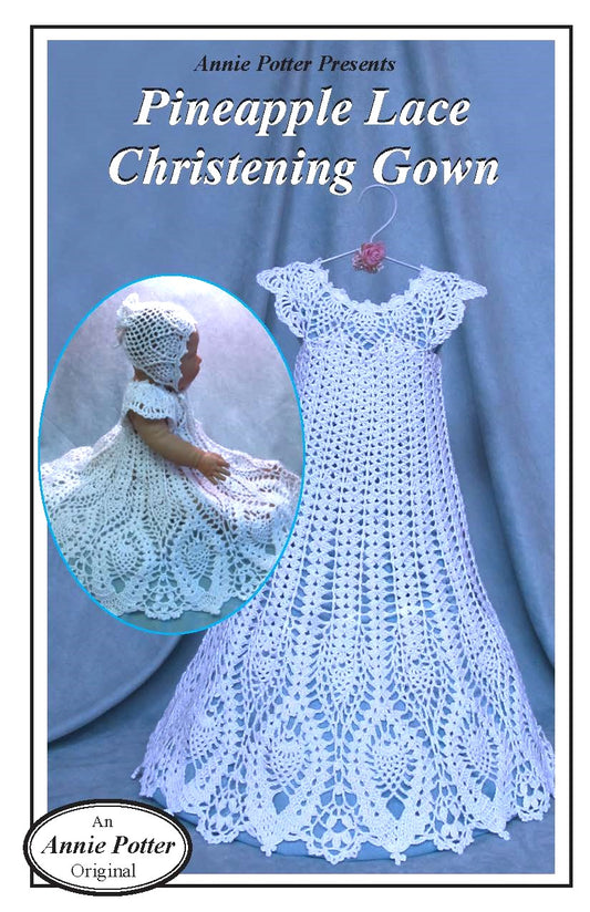 Lace Christening Gown Pattern, Pineapple Lace Christening Gown, Pineapple Crochet, PDF